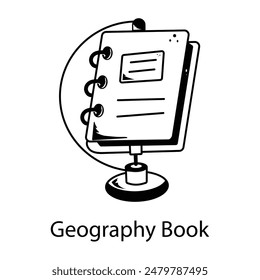 A unique doodle icon of geography book 