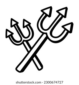 A unique doodle icon of tridents