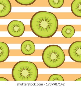 Unique Doodle Kiwi Fruit Floral Seamless Pattern Design