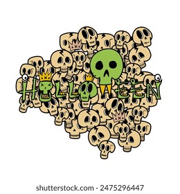 Unique doodle style illustration on Halloween theme. Vector illustration.