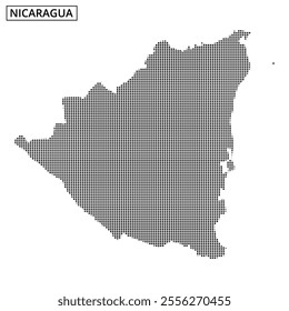 A unique dot pattern map of Nicaragua, highlighting its geographic features in a stylish way.