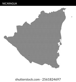 A unique dot pattern map of Nicaragua, highlighting its geographic features in a stylish way.