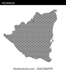 A unique dot pattern map of Nicaragua, highlighting its geographic features in a stylish way.
