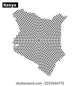 Unique dot pattern representation of Kenya showcasing its geographical layout and features artistically.