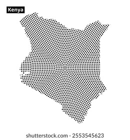 Unique dot pattern representation of Kenya showcasing its geographical layout and features artistically.