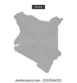 Unique dot pattern representation of Kenya showcasing its geographical layout and features artistically.