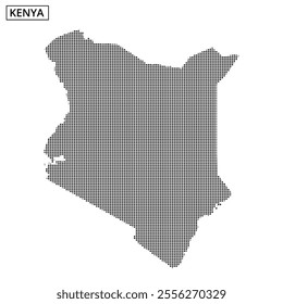 Unique dot pattern representation of Kenya showcasing its geographical layout and features artistically.