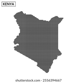 Unique dot pattern representation of Kenya showcasing its geographical layout and features artistically.