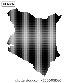 Unique dot pattern representation of Kenya showcasing its geographical layout and features artistically.