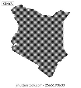 Unique dot pattern representation of Kenya showcasing its geographical layout and features artistically.