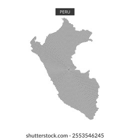 A unique dot representation of Peru outlines its geographical shape, showcasing the country's distinct features across the map.