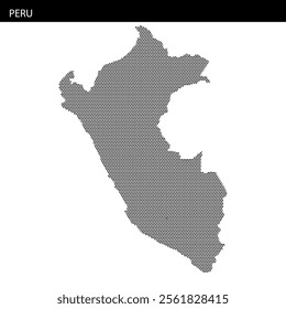 A unique dot representation of Peru outlines its geographical shape, showcasing the country's distinct features across the map.