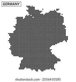 A unique dotted design outlines Germany, showcasing its shape and artistic flair, suitable for creative projects and presentations.