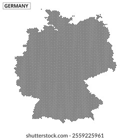 A unique dotted design outlines Germany, showcasing its shape and artistic flair, suitable for creative projects and presentations.