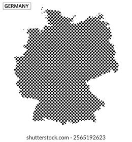 A unique dotted design outlines Germany, showcasing its shape and artistic flair, suitable for creative projects and presentations.