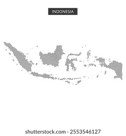 A unique dotted graphic shows the outline of Indonesia with a minimalist aesthetic.