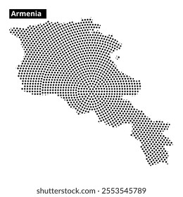 A unique dotted map illustrates Armenia's geographical outline and key features. The design highlights the country's shape and boundaries clearly.