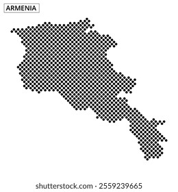 A unique dotted map illustrates Armenia's geographical outline and key features. The design highlights the country's shape and boundaries clearly.