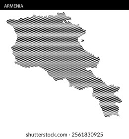 A unique dotted map illustrates Armenia's geographical outline and key features. The design highlights the country's shape and boundaries clearly.