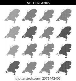 Unique dotted map of the Netherlands showcasing geographical features in black and white