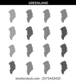 Unique dotted map outline of Greenland showcasing geographical features and contours