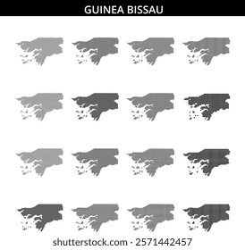 Unique dotted representation of Guinea Bissau highlighting its geographical features