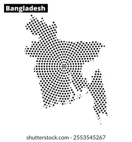 Unique dotted representation highlights the shape of Bangladesh, offering a modern artistic twist on traditional mapping.