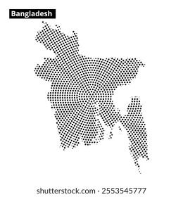 Unique dotted representation highlights the shape of Bangladesh, offering a modern artistic twist on traditional mapping.