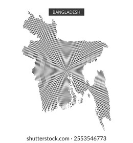 Unique dotted representation highlights the shape of Bangladesh, offering a modern artistic twist on traditional mapping.