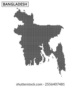 Unique dotted representation highlights the shape of Bangladesh, offering a modern artistic twist on traditional mapping.