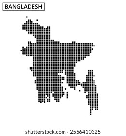 Unique dotted representation highlights the shape of Bangladesh, offering a modern artistic twist on traditional mapping.