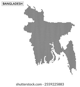 Unique dotted representation highlights the shape of Bangladesh, offering a modern artistic twist on traditional mapping.