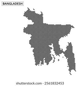 Unique dotted representation highlights the shape of Bangladesh, offering a modern artistic twist on traditional mapping.