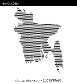 Unique dotted representation highlights the shape of Bangladesh, offering a modern artistic twist on traditional mapping.