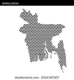 Unique dotted representation highlights the shape of Bangladesh, offering a modern artistic twist on traditional mapping.