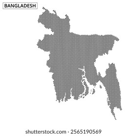 Unique dotted representation highlights the shape of Bangladesh, offering a modern artistic twist on traditional mapping.