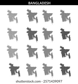 Unique dotted representation highlights the shape of Bangladesh, offering a modern artistic twist on traditional mapping.