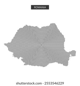 A unique dotted representation of Romania showcases the country’s geographical outline and shape artistically.