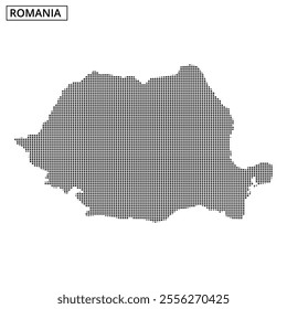 A unique dotted representation of Romania showcases the country’s geographical outline and shape artistically.