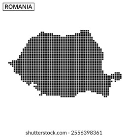 A unique dotted representation of Romania showcases the country’s geographical outline and shape artistically.