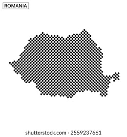 A unique dotted representation of Romania showcases the country’s geographical outline and shape artistically.