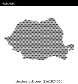 A unique dotted representation of Romania showcases the country’s geographical outline and shape artistically.