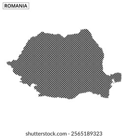 A unique dotted representation of Romania showcases the country’s geographical outline and shape artistically.