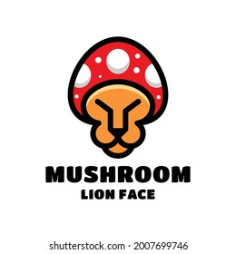 Unique Double Meaning Logo Design Combination of mushroom and Lion