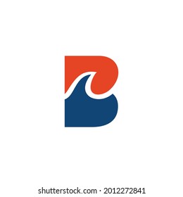 Unique Double Meaning Logo Design Combination of Wave And Letter B