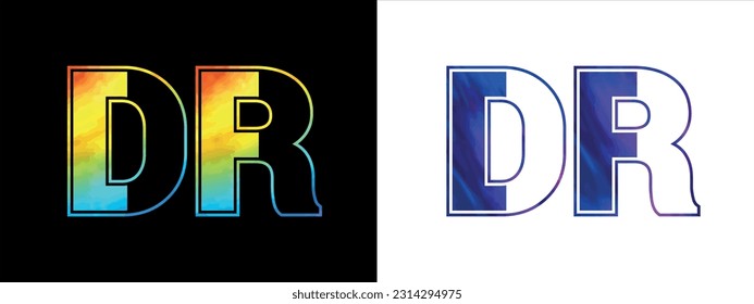 Única plantilla vectorial de icono del logotipo de la letra DR. Diseño de logotipo de alfabeto elegante de primera calidad para empresas