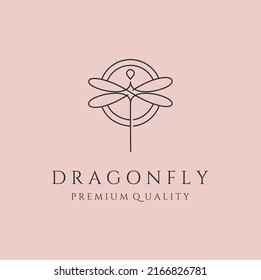 Unique Dragonfly Line Art Logo Vector Symbol Illustration Design