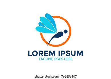 unique dragonfly logo template. simple shape and color. vector. editable.