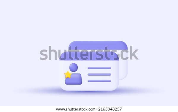 unique\
driver license id user cards 3d design icon isolated on\
background.Trendy and modern vector in 3d\
style.