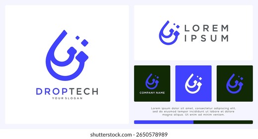 Unique drop tech logo design with line water drop